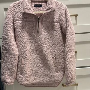 A&F Pink Sherpa Quarter-Zip Pullover